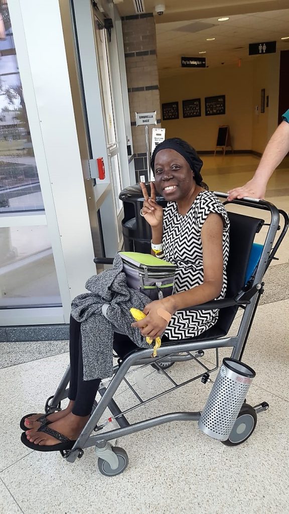 Kerry leaving hospital in August 2019